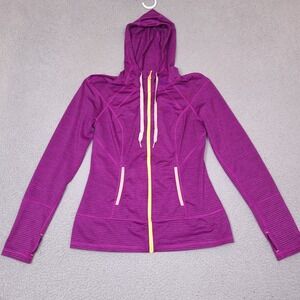 Lukka Hoodie Womens Medium Purple Full Zip Striped Lightweight Performance